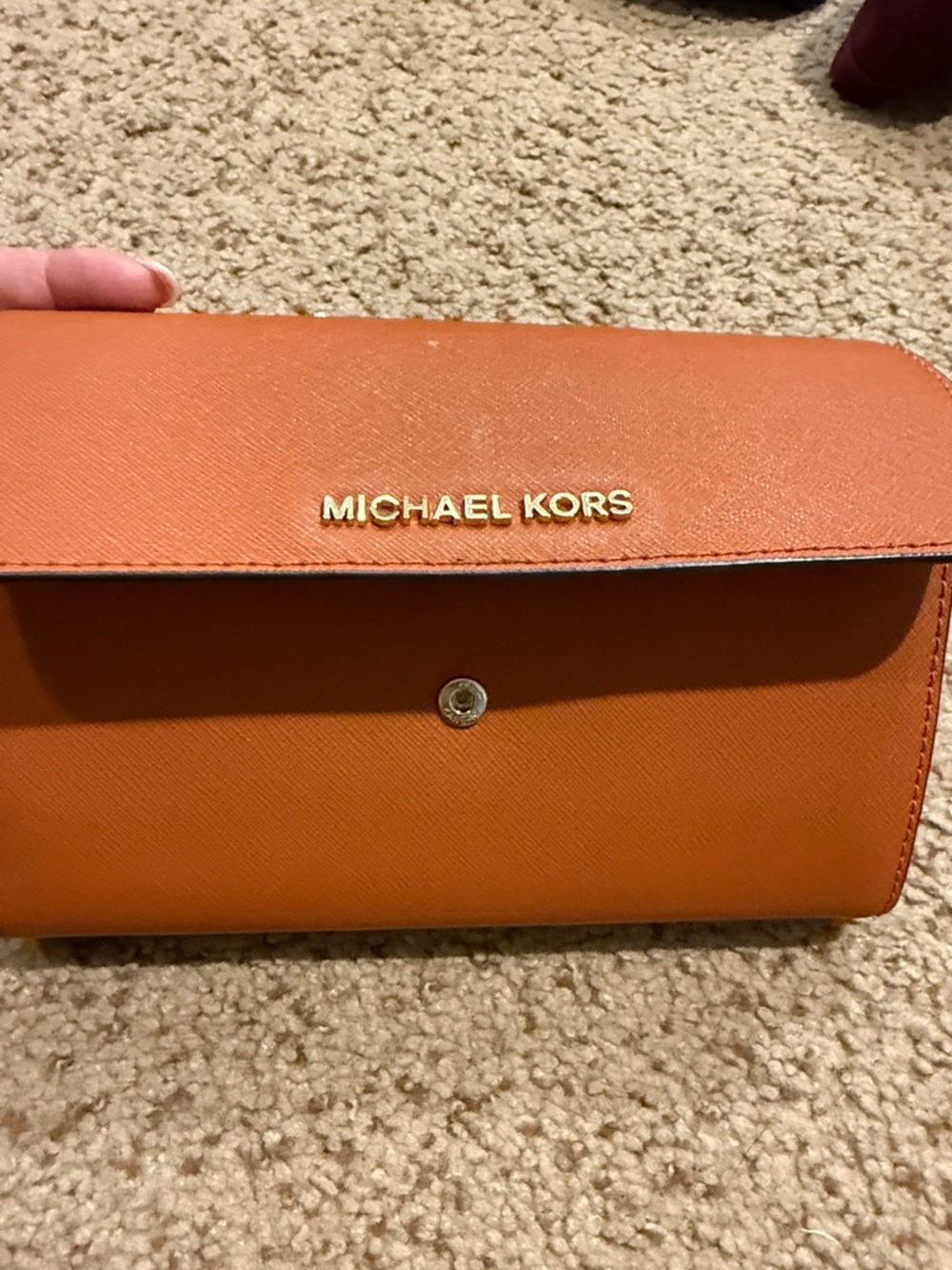 Michael Kors Orange Saffiano Leather Clutch